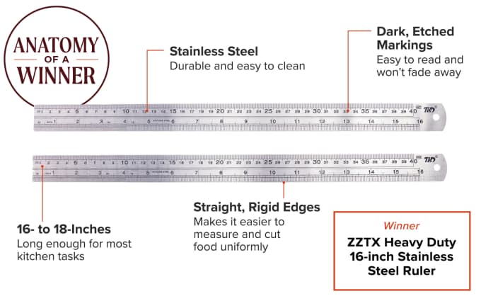 2 16-inch silver rulers sitting on a white background